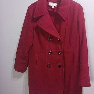 Anne Klein Red Pea Coat Plus size XXL